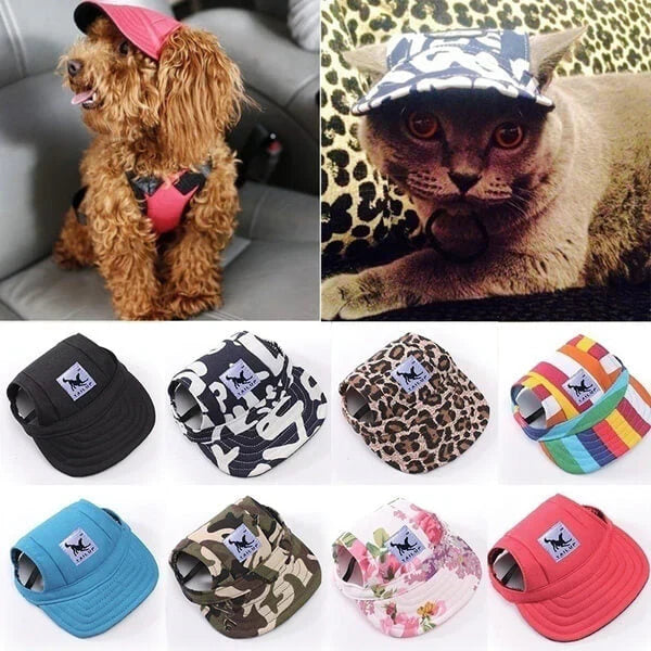 Stylish Round Brim Dog Hat - SunnyPaws-Striped-S-State of Style