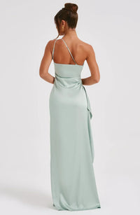 Stylish Satin Dress with Pleats and Shoulder Detail - Selene-Red-XS-State of Style