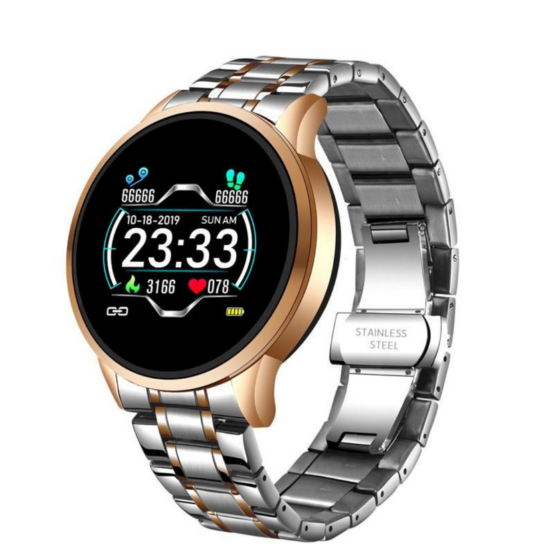 Stylish Smartwatch - TimelessTrack-Silver with Gold-State of Style