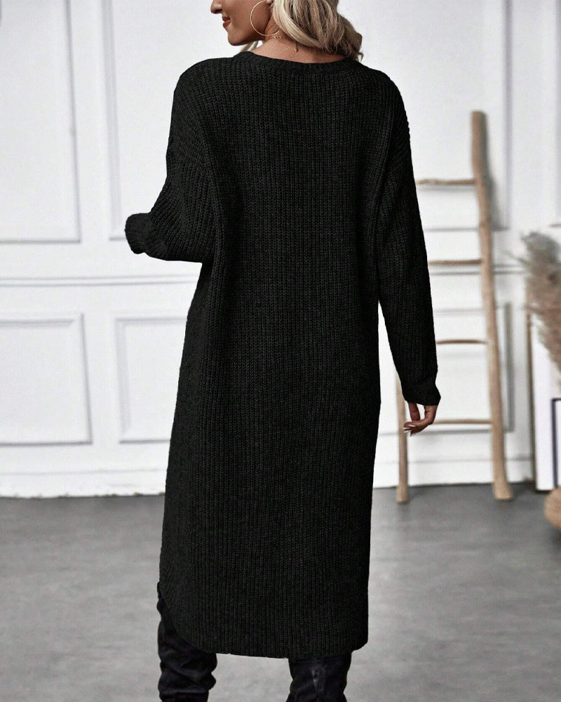 Stylish Solid Sweater Dress - Lina-Grey-S-State of Style