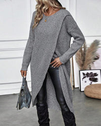 Stylish Solid Sweater Dress - Lina-Grey-S-State of Style