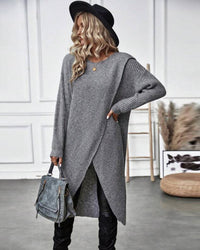 Stylish Solid Sweater Dress - Lina-Grey-S-State of Style