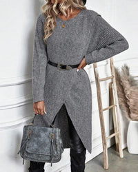 Stylish Solid Sweater Dress - Lina-Grey-S-State of Style