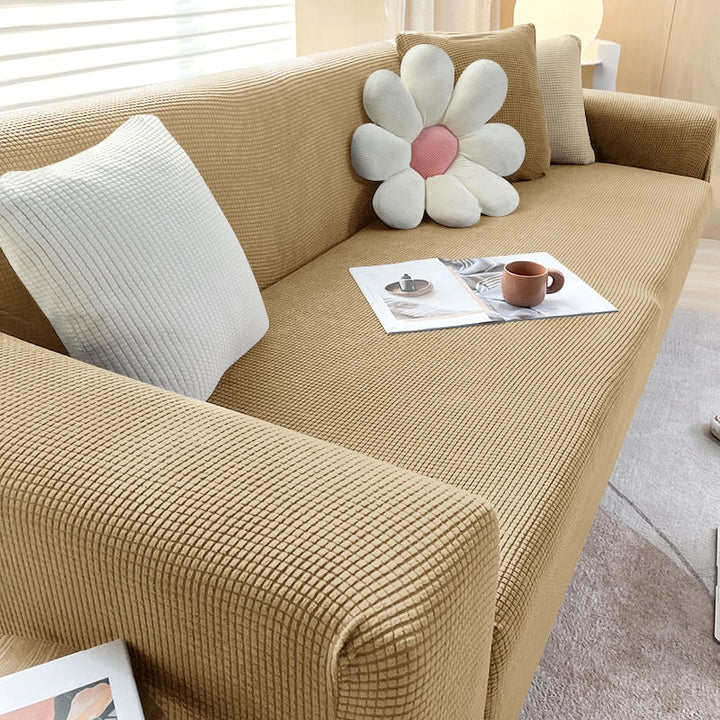Stylish Stretch Sofa Cover - StretchGuard-1-Seater (90-140cm)-Beige White-State of Style