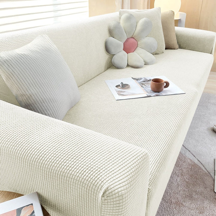 Stylish Stretch Sofa Cover - StretchGuard-1-Seater (90-140cm)-Beige White-State of Style
