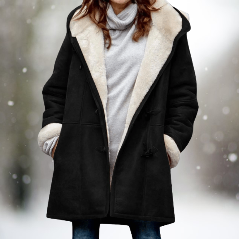 Stylish Suede Fleece Jacket for Women - Camilla-Black-S-State of Style