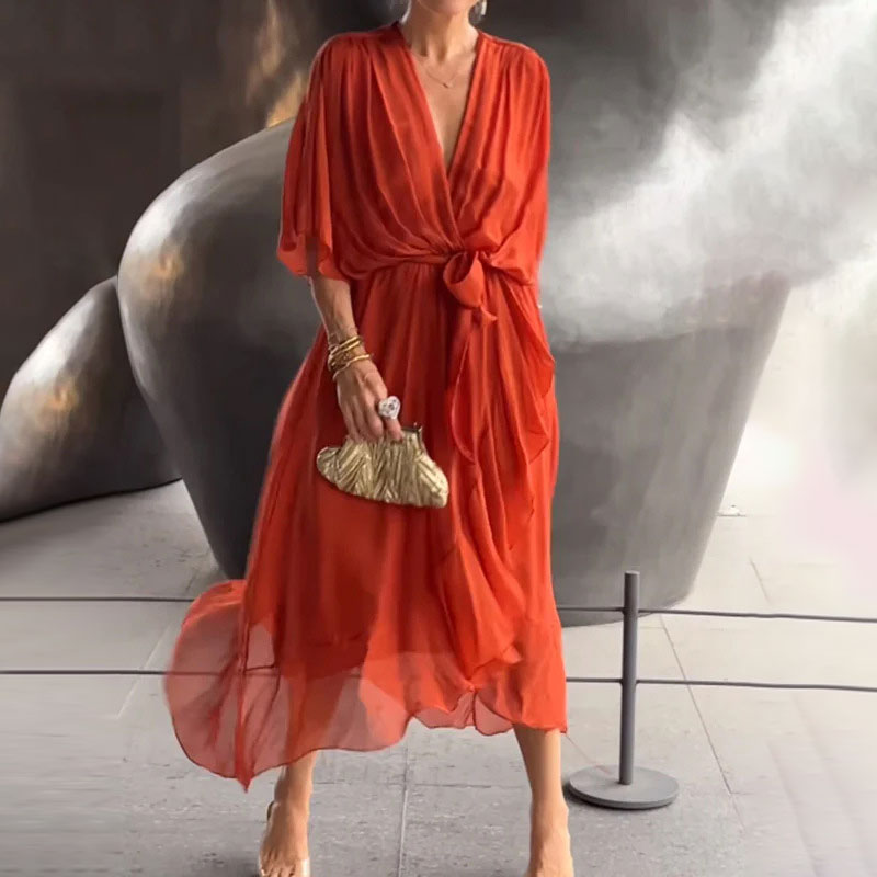 Stylish summer dress - Giulia-Orange-S-State of Style
