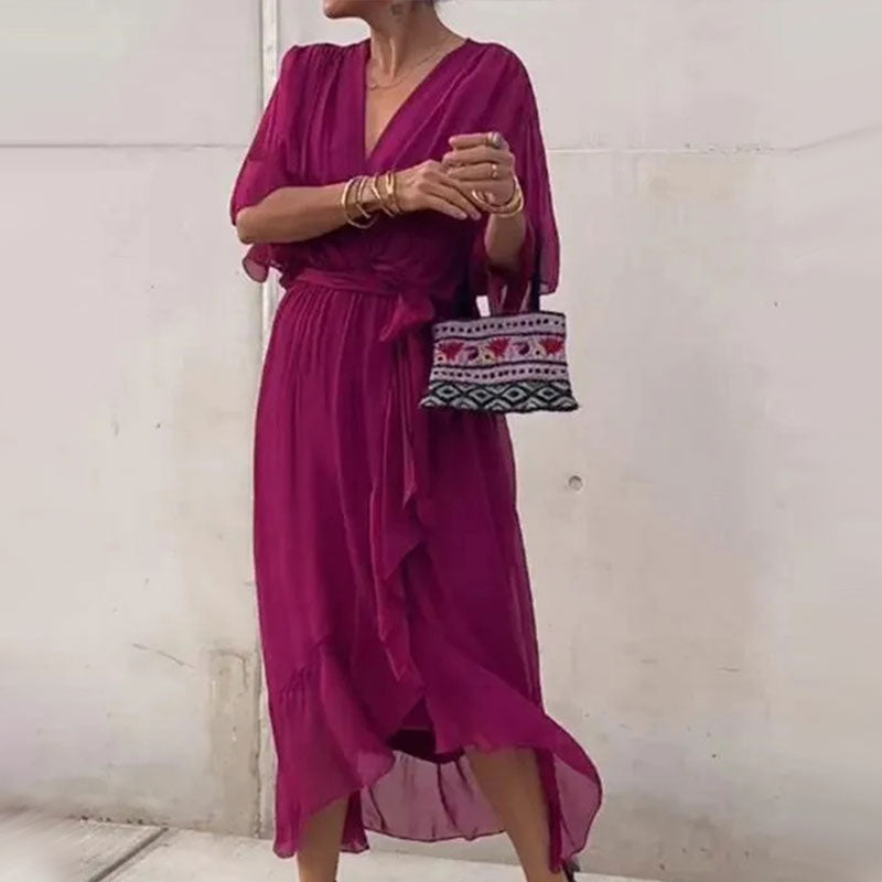 Stylish summer dress - Giulia-Wine red-S-State of Style