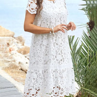 Stylish summer midi dress with floral neckline – Liora-S-State of Style