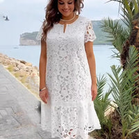 Stylish summer midi dress with floral neckline – Liora-S-State of Style