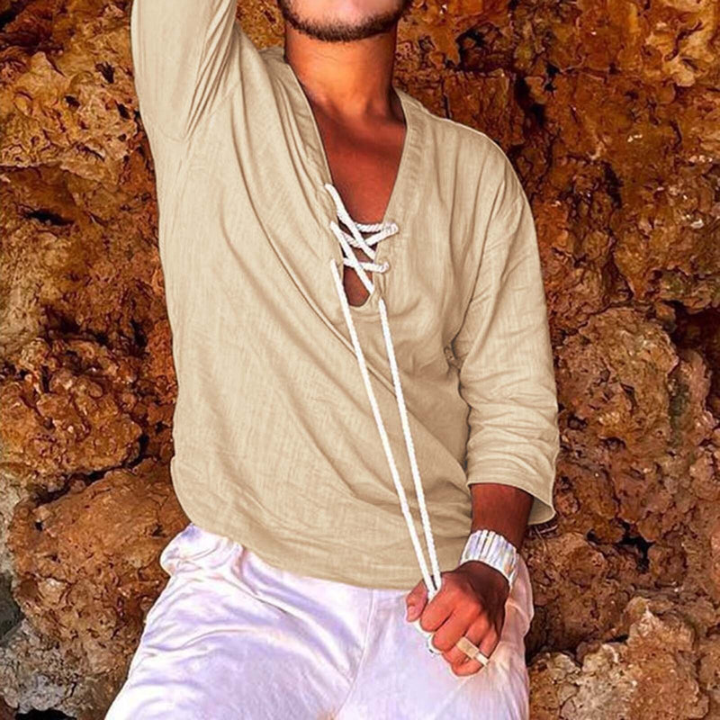 Stylish summer shirt in plus size for men – Hayes-Khaki-M-State of Style
