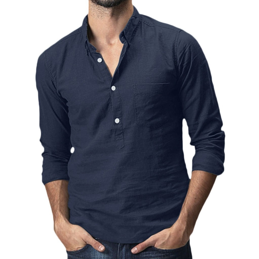 Stylish summer shirt in plus size for men – Hayes-Navy blue - 3 knots-M-State of Style