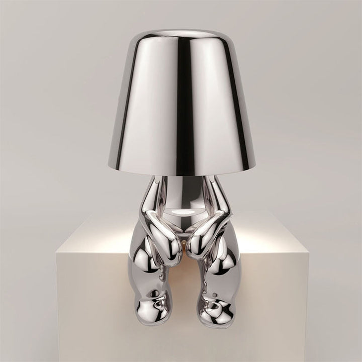 Stylish Table Lamp - LumiSerene-Seated Silver-State of Style