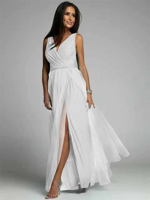 Stylish V-Neck Dress - Mindy-White-S-State of Style