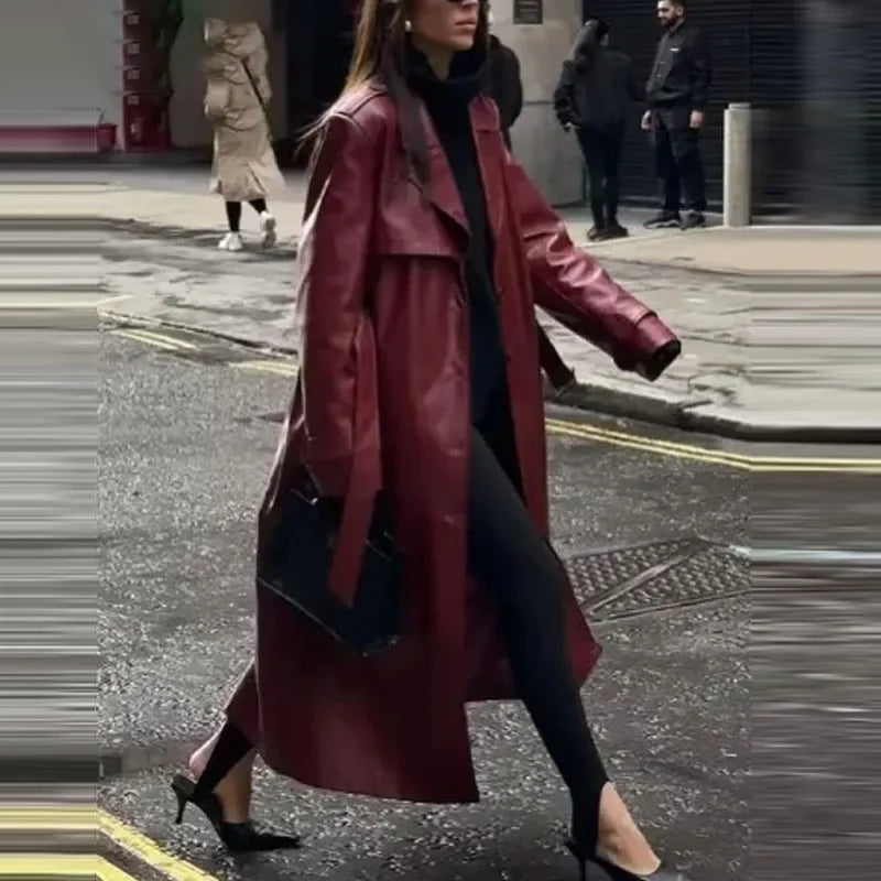 Stylish Vegan Leather Women's Jacket - Viviette-Brown-S-State of Style