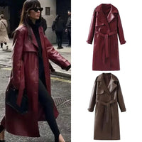 Stylish Vegan Leather Women's Jacket - Viviette-Brown-S-State of Style