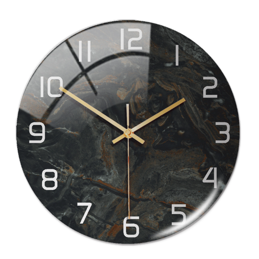 Stylish Wall Clock with Marble Texture - MarbleTime-Black-State of Style
