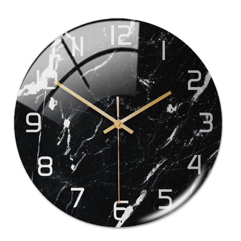 Stylish Wall Clock with Marble Texture - MarbleTime-Black White-State of Style