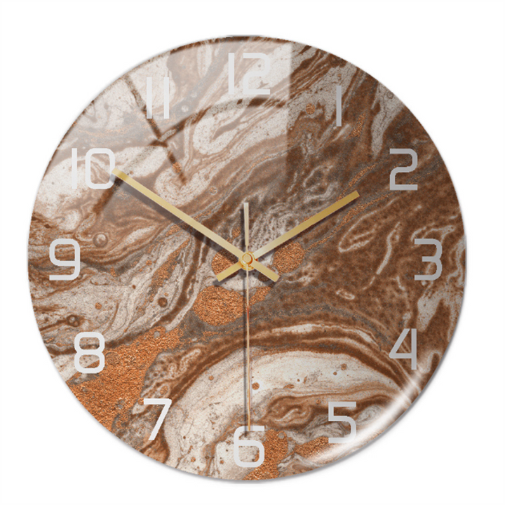 Stylish Wall Clock with Marble Texture - MarbleTime-Brown Copper-State of Style