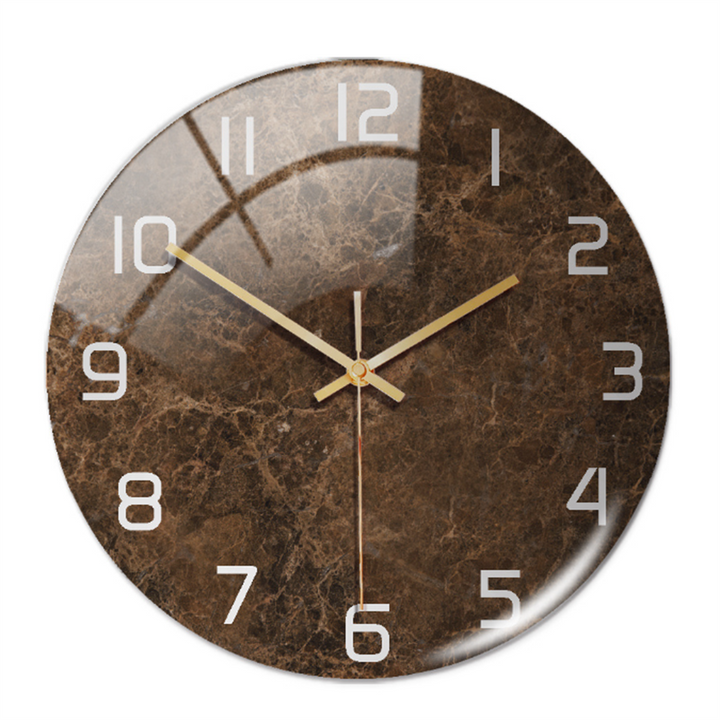 Stylish Wall Clock with Marble Texture - MarbleTime-Brown-State of Style