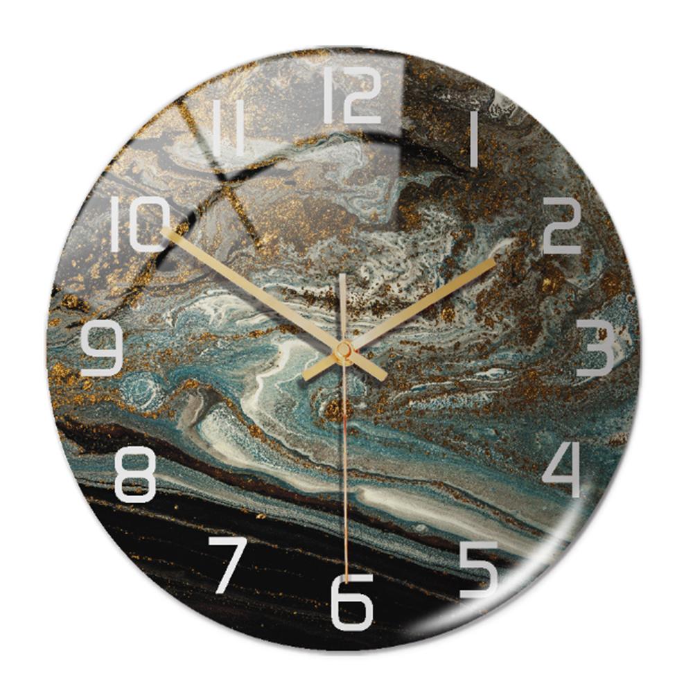 Stylish Wall Clock with Marble Texture - MarbleTime-Copper Blue-State of Style