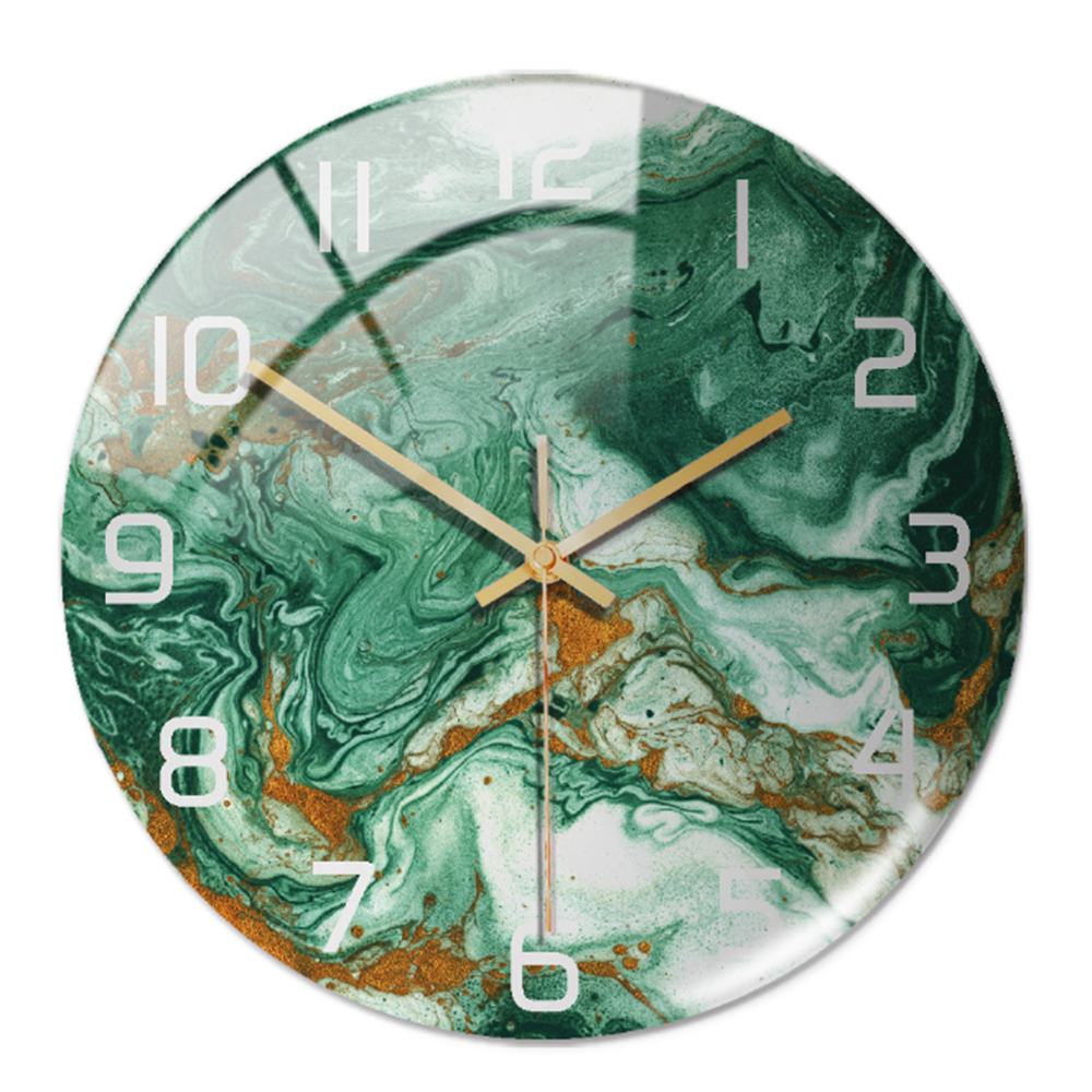 Stylish Wall Clock with Marble Texture - MarbleTime-Green-State of Style