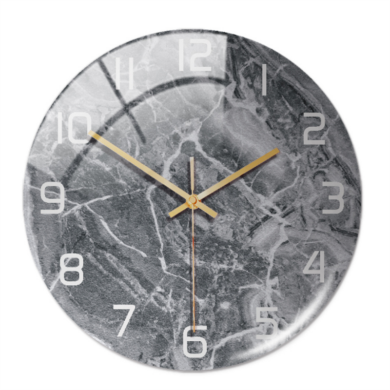 Stylish Wall Clock with Marble Texture - MarbleTime-Grey-State of Style