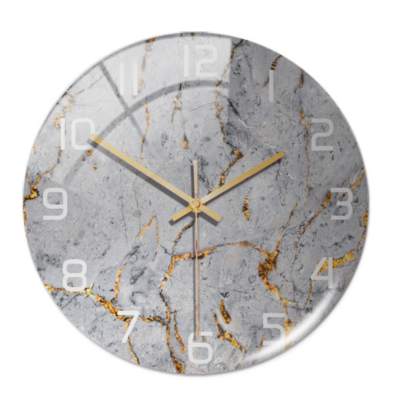 Stylish Wall Clock with Marble Texture - MarbleTime-Light Grey-State of Style