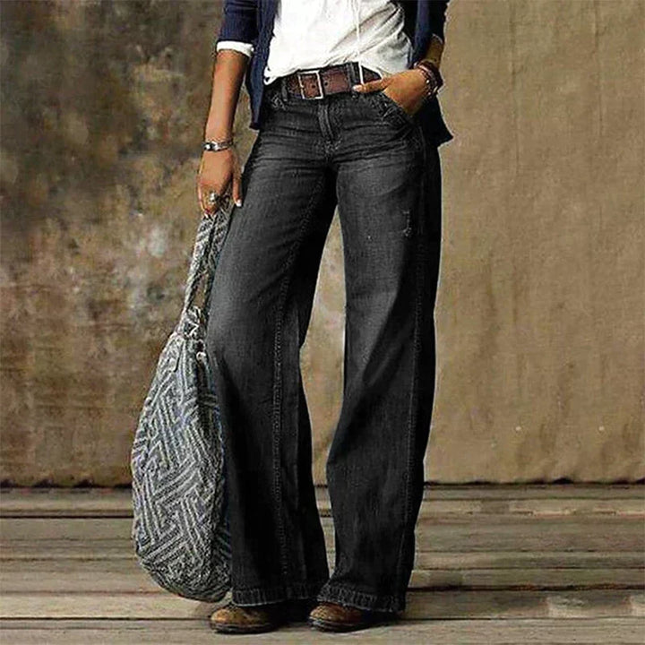 Stylish Wide Leg Denim Pants - NovaDenim-Dark Grey-S-State of Style