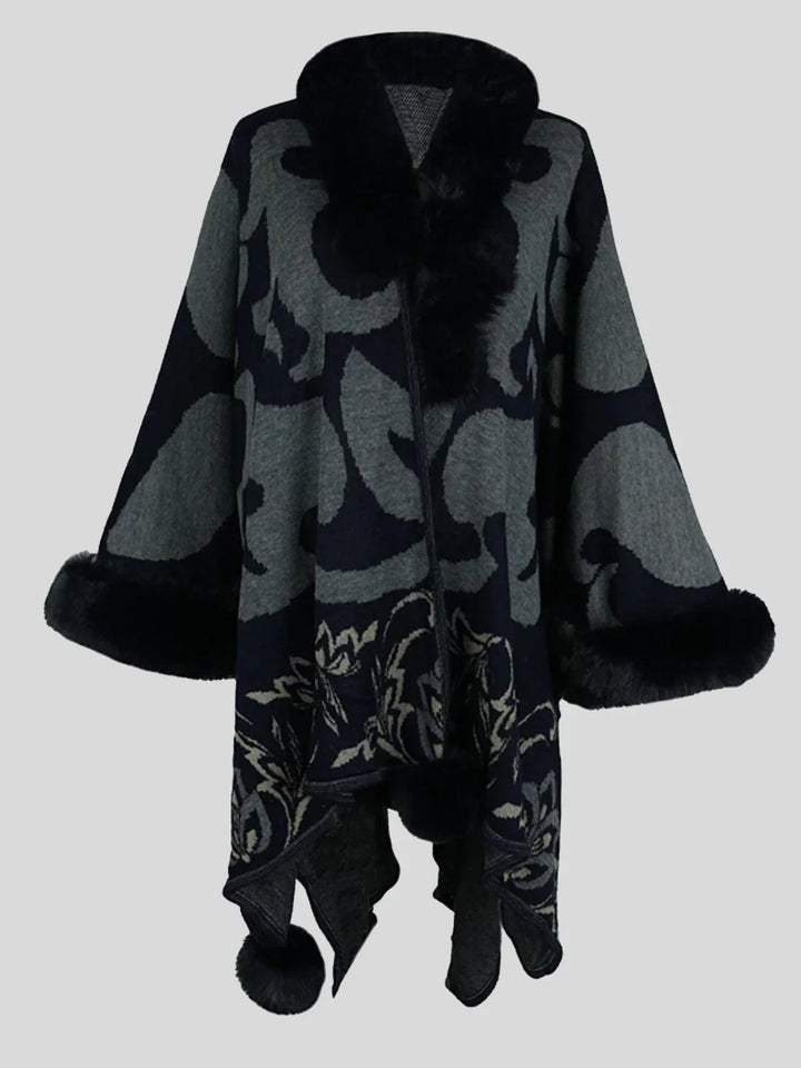 Stylish Winter Poncho for Women - Elora-Black-S-State of Style
