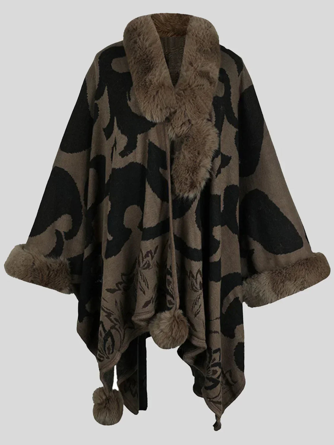 Stylish Winter Poncho for Women - Elora-Brown-S-State of Style