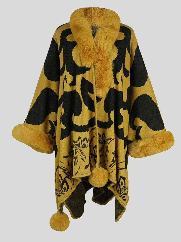 Stylish Winter Poncho for Women - Elora-Yellow-S-State of Style