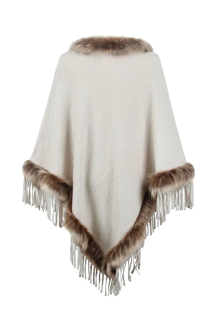 Stylish Winter Poncho for Women - Sophie-Beige-S-State of Style