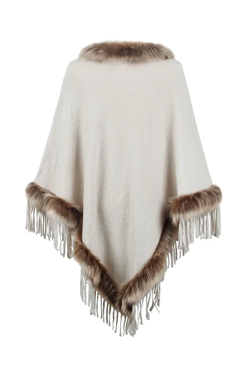 Stylish Winter Poncho for Women - Sophie-Beige-S-State of Style