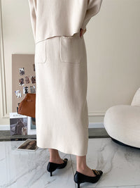 Stylish Winter Two-Piece Set | Top and Skirt | Women's Fashion-Apricot Top-S-State of Style