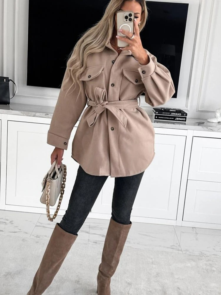 Stylish Women's Blazer - Elina-Khaki-S-State of Style