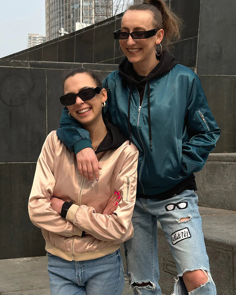 Stylish Women's Bomber Jacket | Lightweight & Comfortable-Black-S-State of Style