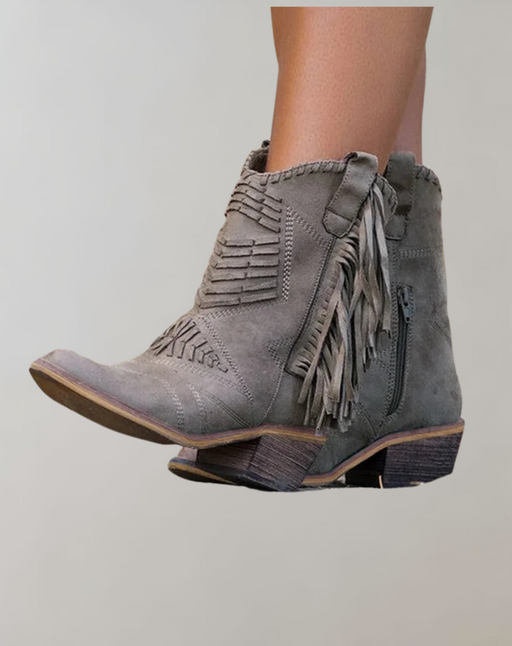 Stylish Women's Boots with Tassels - Selena-Khaki-4-State of Style