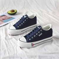 Stylish women's canvas sneakers with platform sole – Leonie-Dark blue-3-State of Style