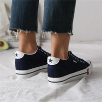 Stylish women's canvas sneakers with platform sole – Leonie-Dark blue-3-State of Style