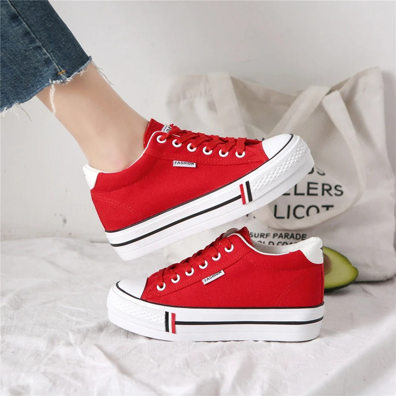 Stylish women's canvas sneakers with platform sole – Leonie-Dark blue-3-State of Style