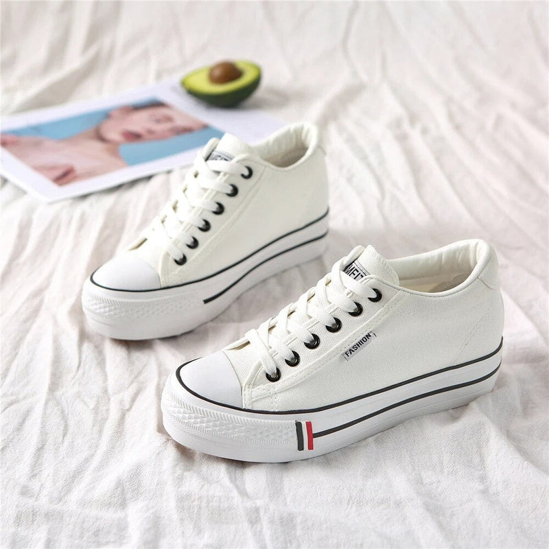 Stylish women's canvas sneakers with platform sole – Leonie-White-3-State of Style