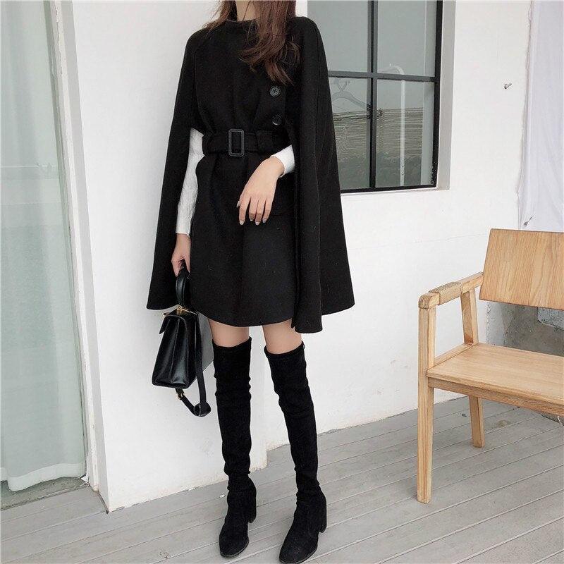 Stylish Women’s Cape Jacket | Alisha’s Jacket-Black-One Size-State of Style