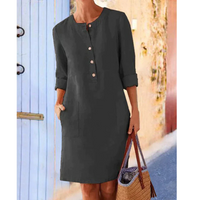 Stylish women's casual dress with pockets & round neckline – Niva-Black-M-State of Style