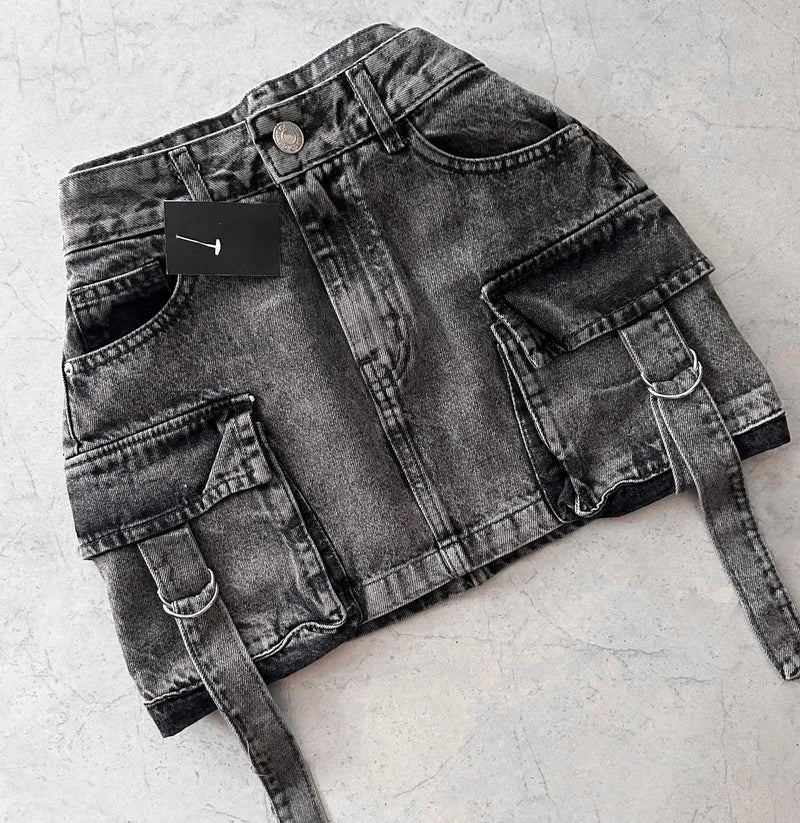 Stylish Women's Denim Skirt - Celeste-Black-S-State of Style