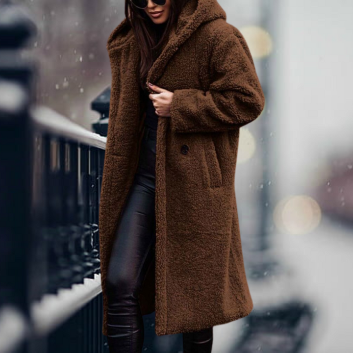 Stylish Women's Faux Fur Coat with Hood - Vivienne-Brown-S-State of Style