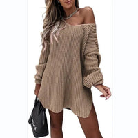 Stylish Women's Knit Denim Dress | Comfortable & Trendy-Khaki-S-State of Style