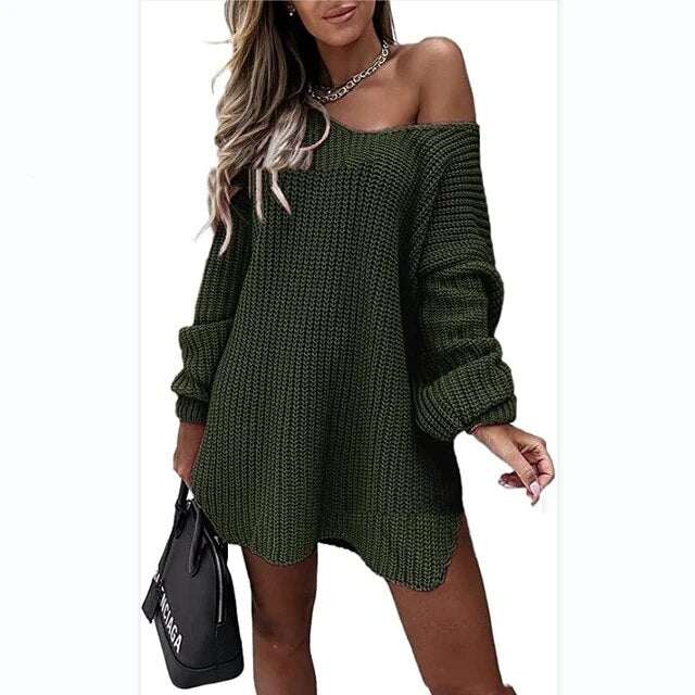 Stylish Women's Knit Denim Dress | Comfortable & Trendy-Olive Green-S-State of Style