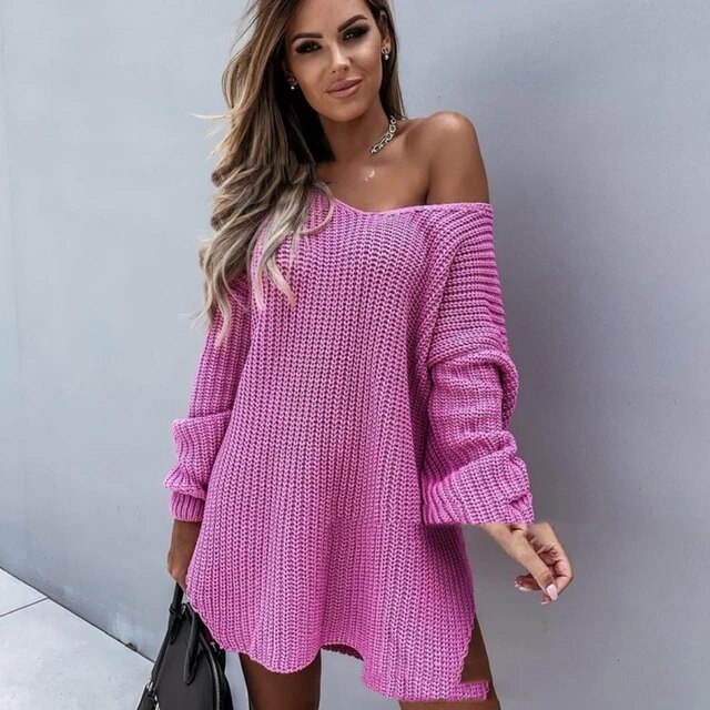 Stylish Women's Knit Denim Dress | Comfortable & Trendy-Pinkish Red-S-State of Style