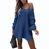 Stylish Women's Knit Denim Dress | Comfortable & Trendy-Royal Blue-S-State of Style